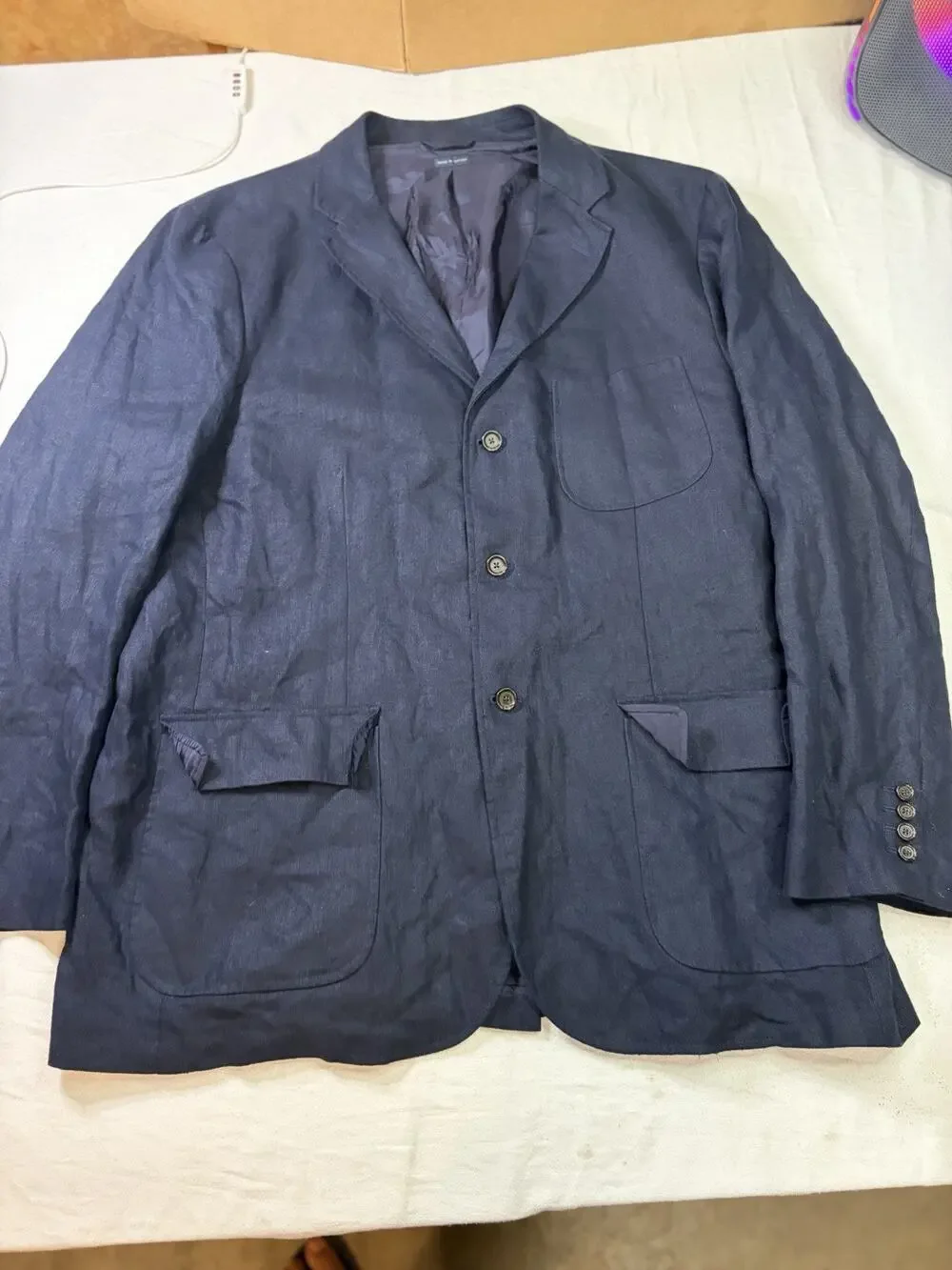VTG Polo Ralph Lauren Blazer Men’s XXL Navy 100% Linen Sport Coat Jacket Macau